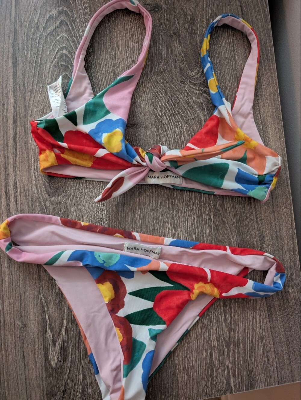 Mara Hoffman Floral Tie Front Bikini Set Size Small